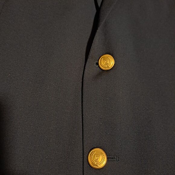 Chaps Blazer Men's Size 44L Blue Navy Wool Blend Two Button Gold Buttons - Picture 6 of 16